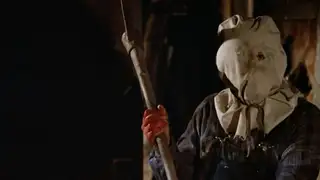 Jason Voorhees with a bag on his head in the Friday the 13th Part 2 game.